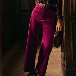 The Collette Corduroy Wide-Leg Crop Pants in Violet by Maeve (Anthropologie)